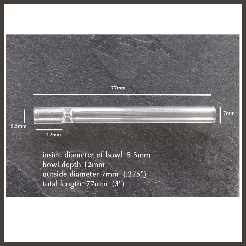 3" Glass One Hitter Pipe-7mm Diameter-Skinny Micro Dose Hitters