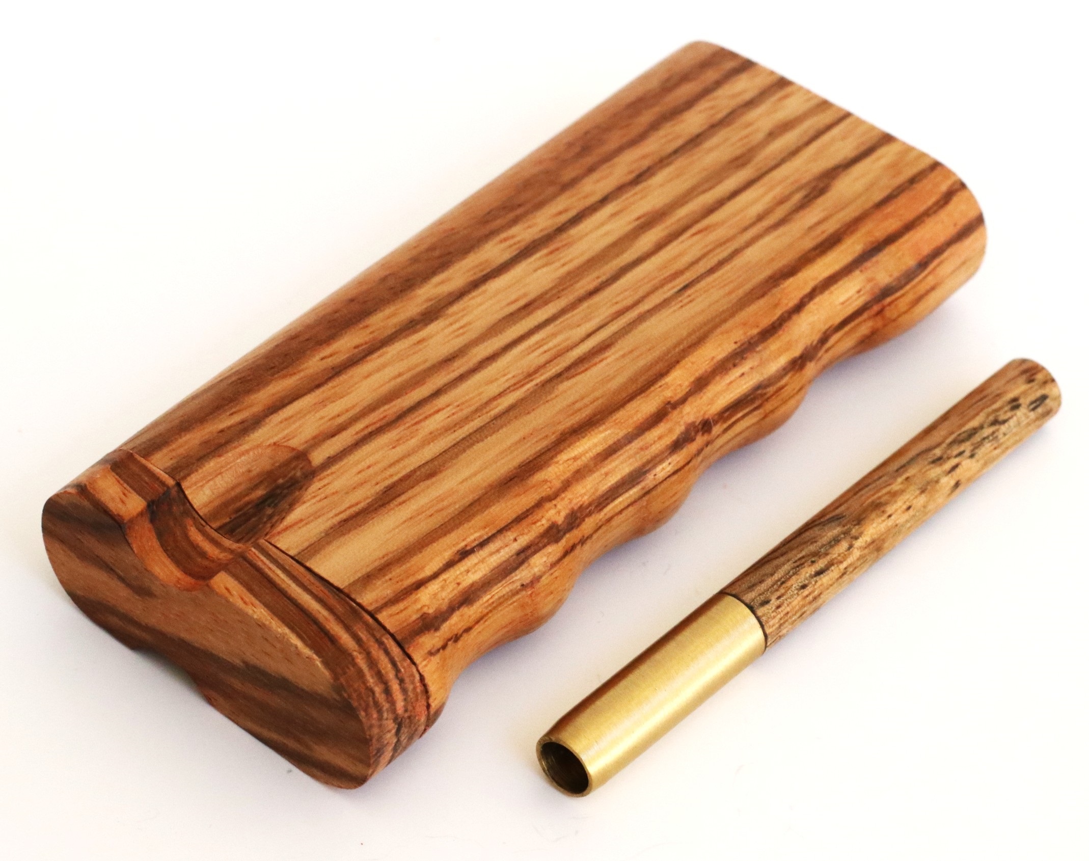 4" Zebra Spring Lock Dugouts & One hitter pipe-American Handcrafted Stash Boxes
