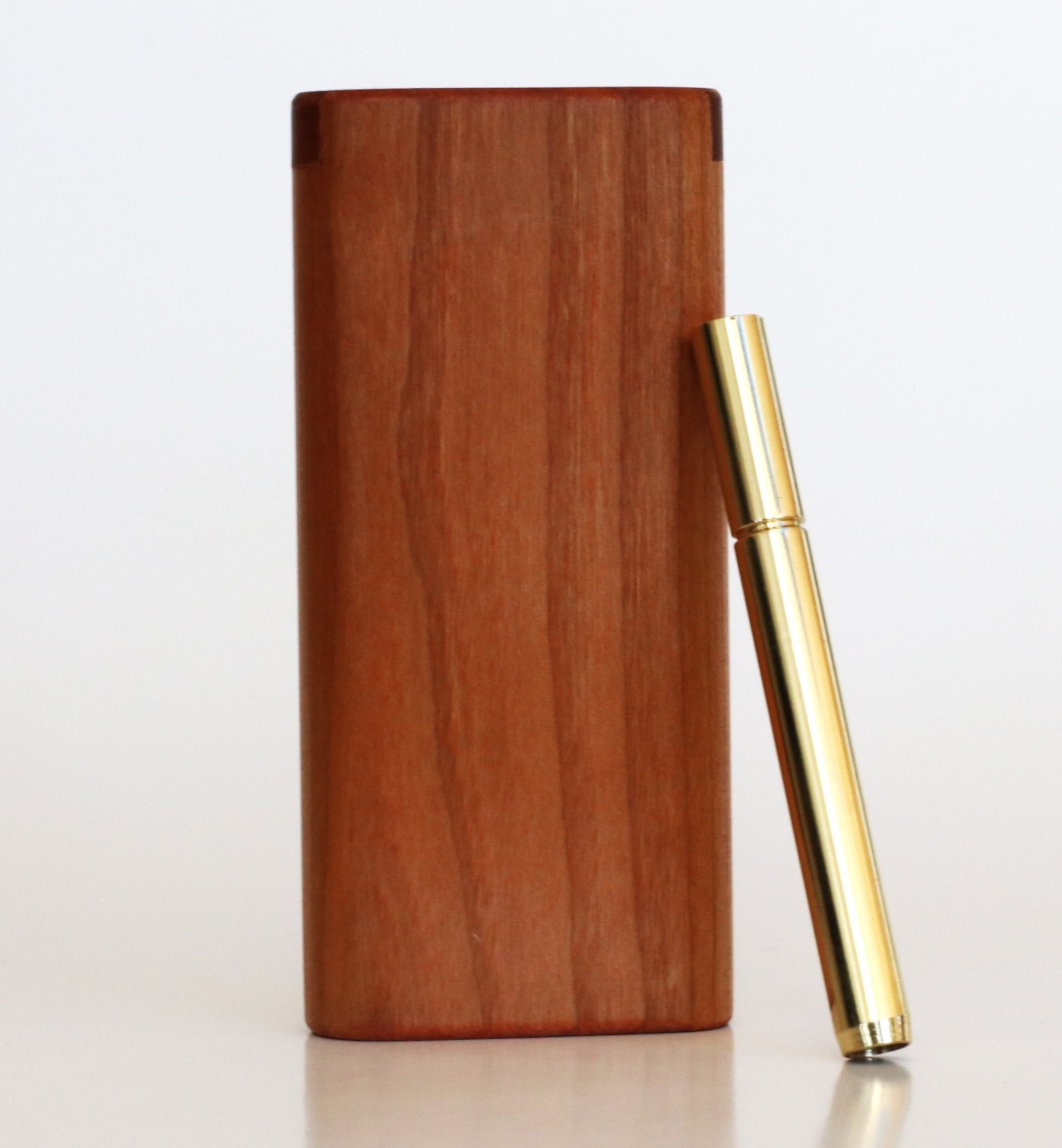 4" Brazilian Cherry Wood Dugouts & One Hitter Pipes-Snap Top Lids-American Crafted Stash Box