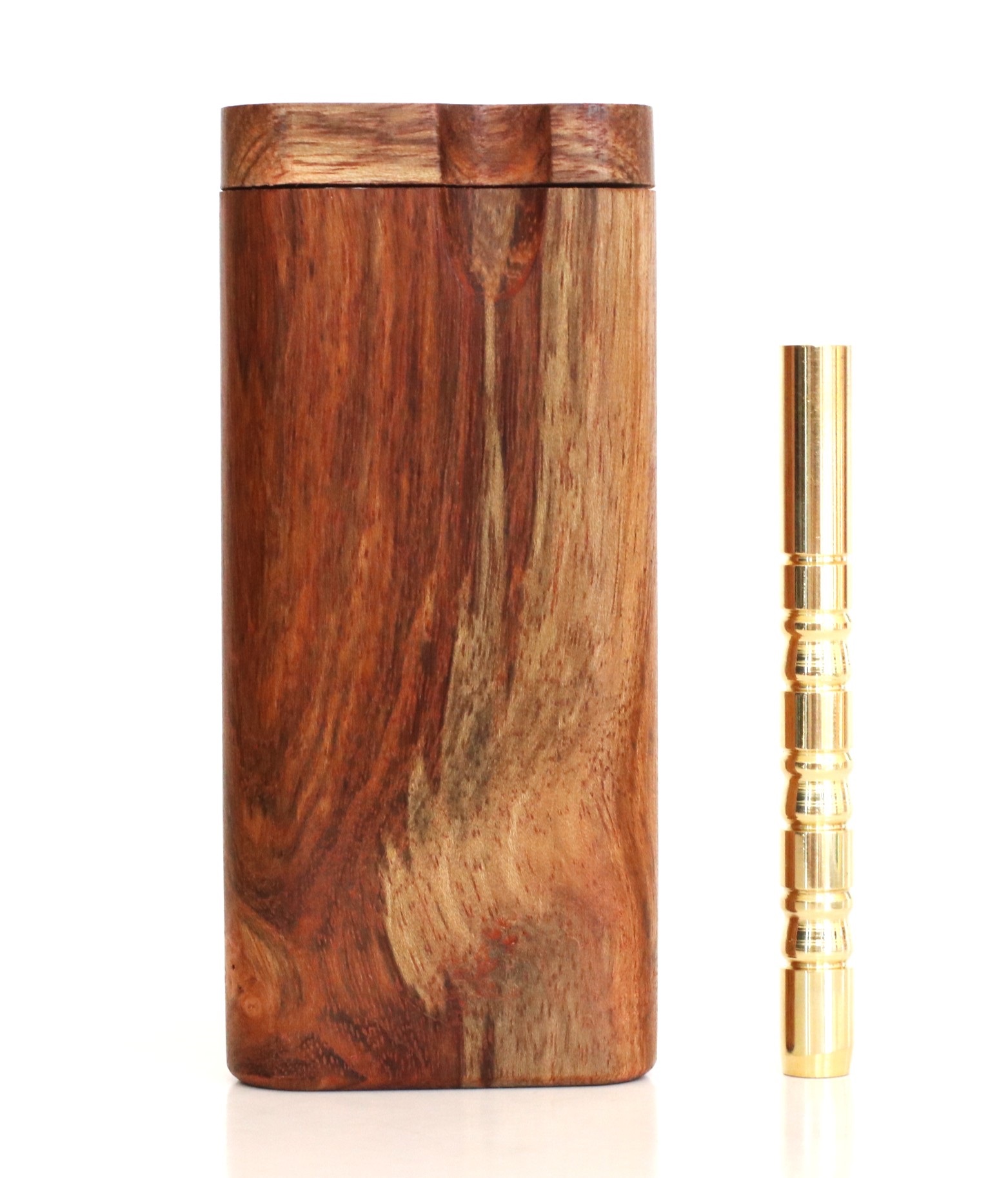 4" Caribbean Rosewood Spring Lock Dugout & One hitter pipe-American Handcrafted Stash Boxes - Caribbean Rosewood Dugout