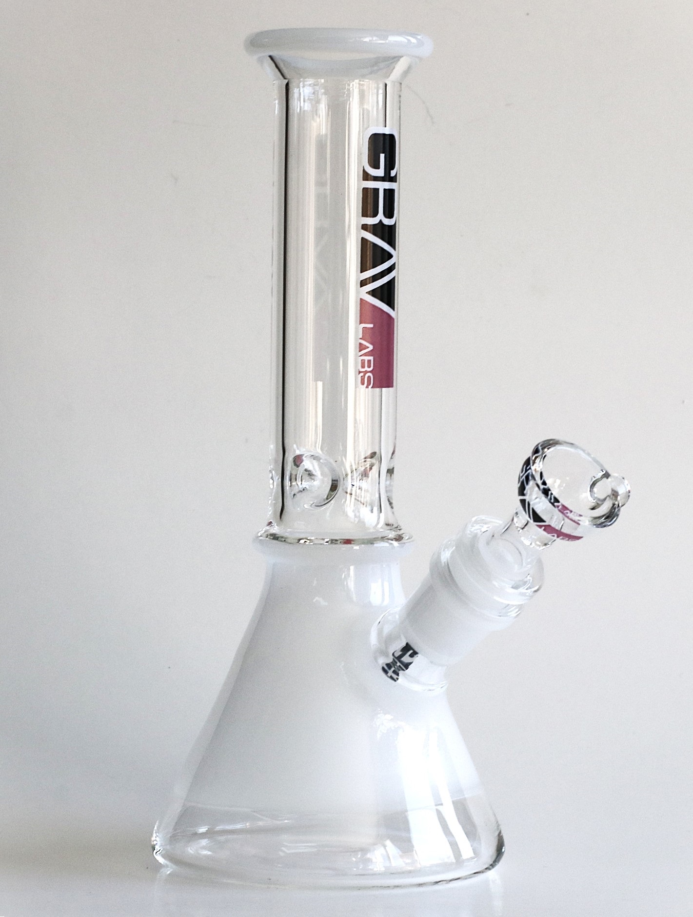 8" GRAV Glass Bong-Water Pipe-Downstem & Herb Slide-Pink/Black - 8' Water Bong by GRAV