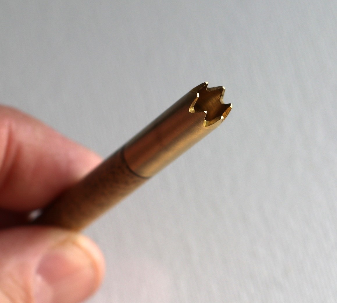 3"Brass Grinder Tip Pipe-Designed for 4" Dugouts-Mango Wood Heat Cover - Grinder TIp One Hitter Pipe