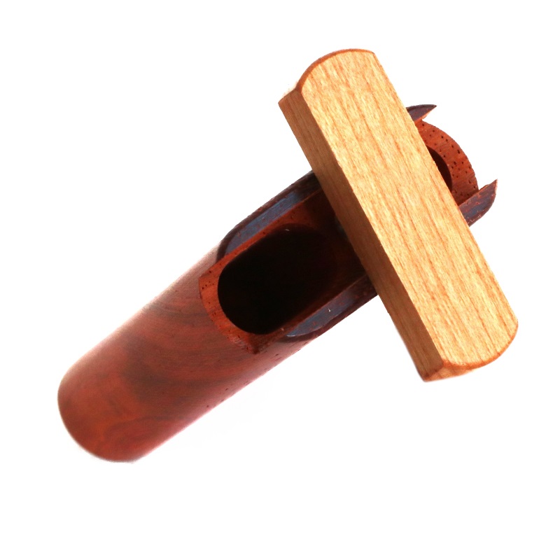 3" Snap Lock Dugout & One Hitter Pipe-Red Padauk-American Crafted Exotic Wood Stash Box - padauk side shot final