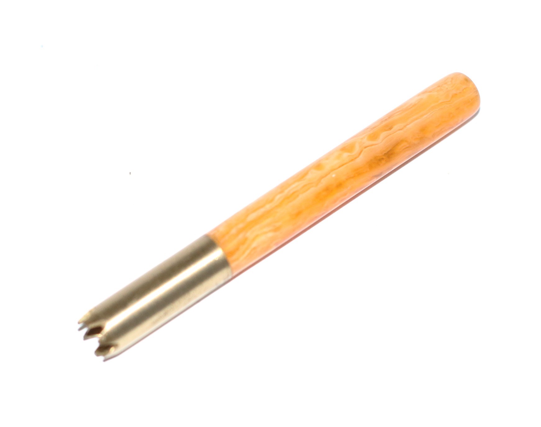3"Brass Grinder Tip Pipe-Designed for 4" Dugouts-Orange Heat Cover - Brass Grinder Tip Pipe