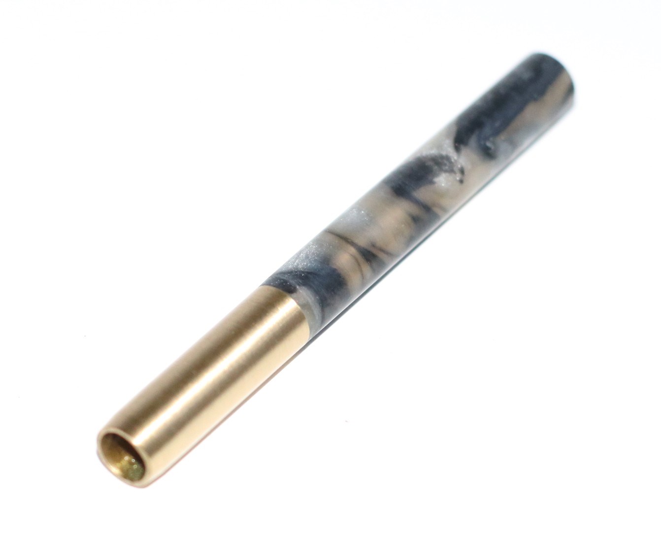 3"Brass Pipe-Designed for 4" Dugouts-Silver Resin Heat Cover - Silver Resin Brass One Hitter Pipe