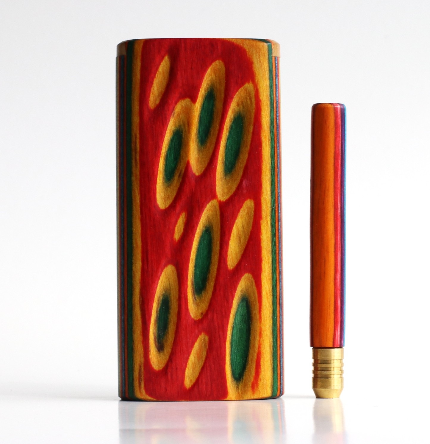 4" Rainbow Etched Dugout & One Hitter Pipe - Honduras Pearl inlay Dugout