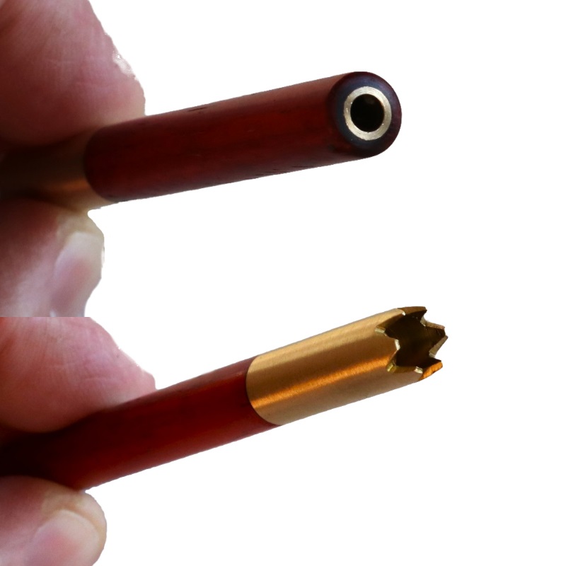 3"Brass Grinder Tip Pipe-Designed for 4" Dugouts-Padauk Wood Heat Cover - Brass Grinder Tip Pipe