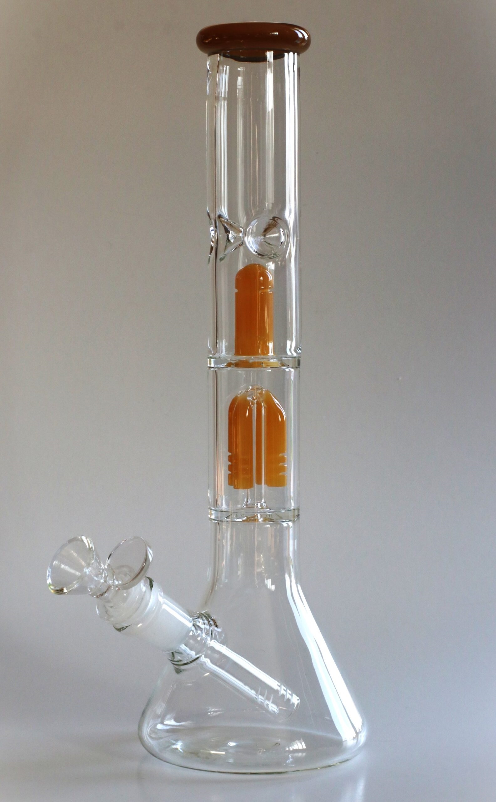 12" Clear Glass Bong-Slider & Herb Bowl-Amber Accents-Top quality Table top water beaker-bong-glass pipe - GRAV Glass Hitter Pipes