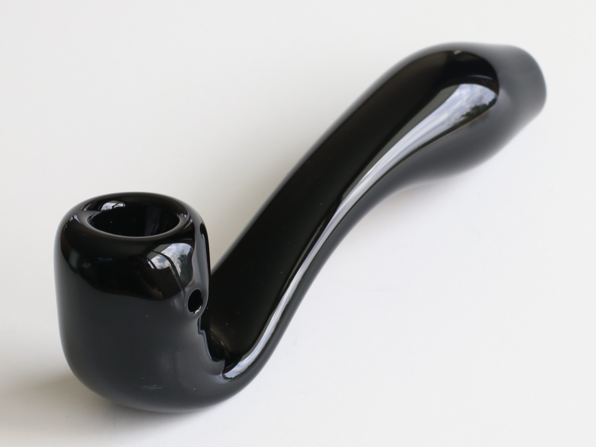 6" Black Glass Sherlock Pipe - Large Glass Sherlock Smoking Pipe for weed