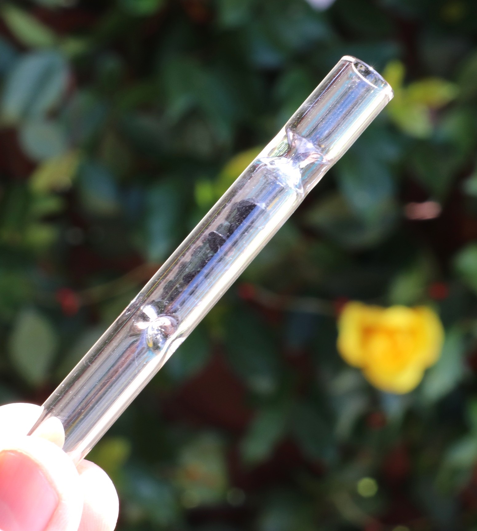 4" Glass One Hitter Pipe-Chillum-Gem Filter Chamber-Unique Glass Pipe - Wood Pipes