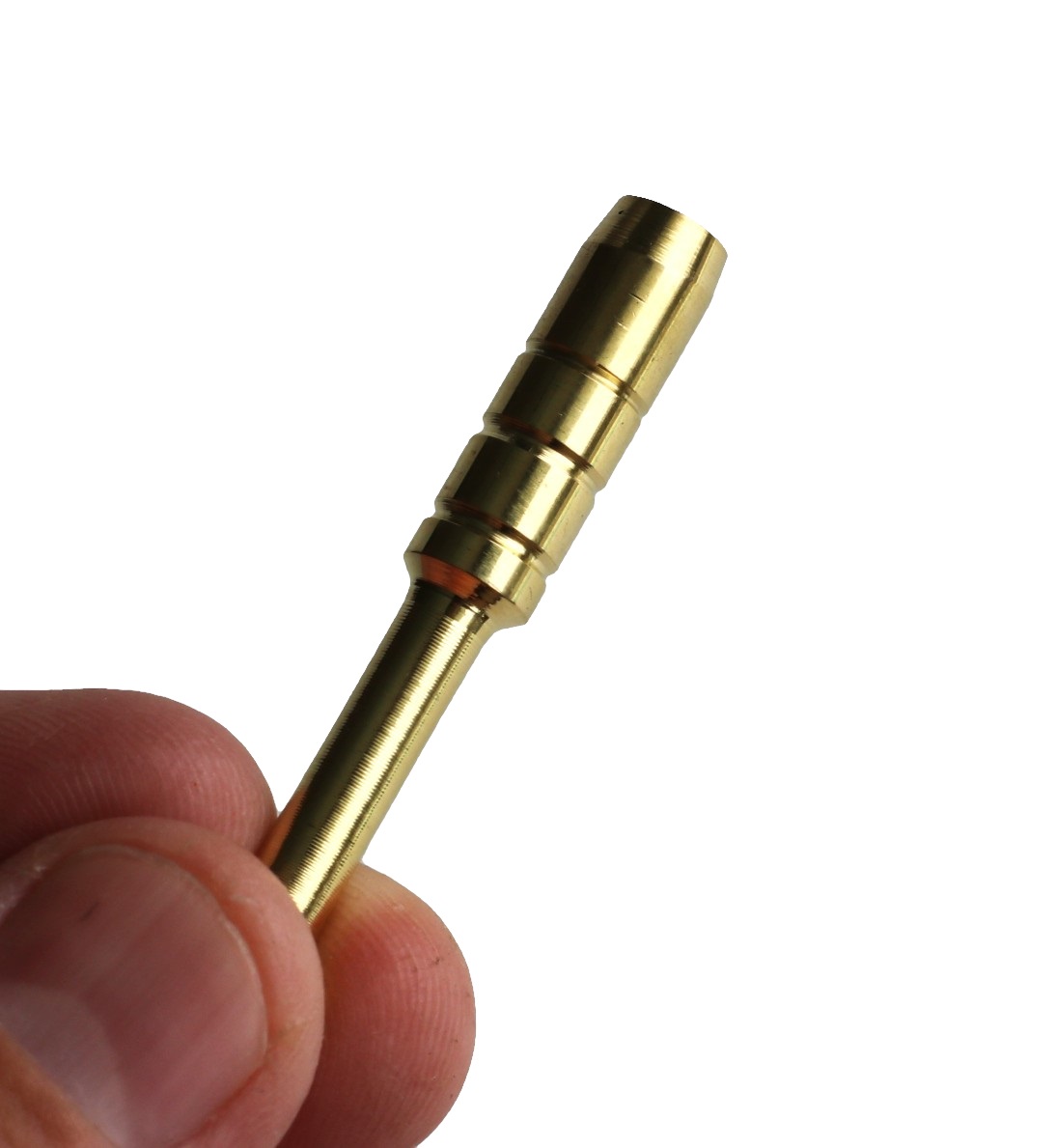 2" Brass Pipe-Ribbed Heat Resistant Brass-Universal fit for 3" dugouts - Brass One Hitter Pipe