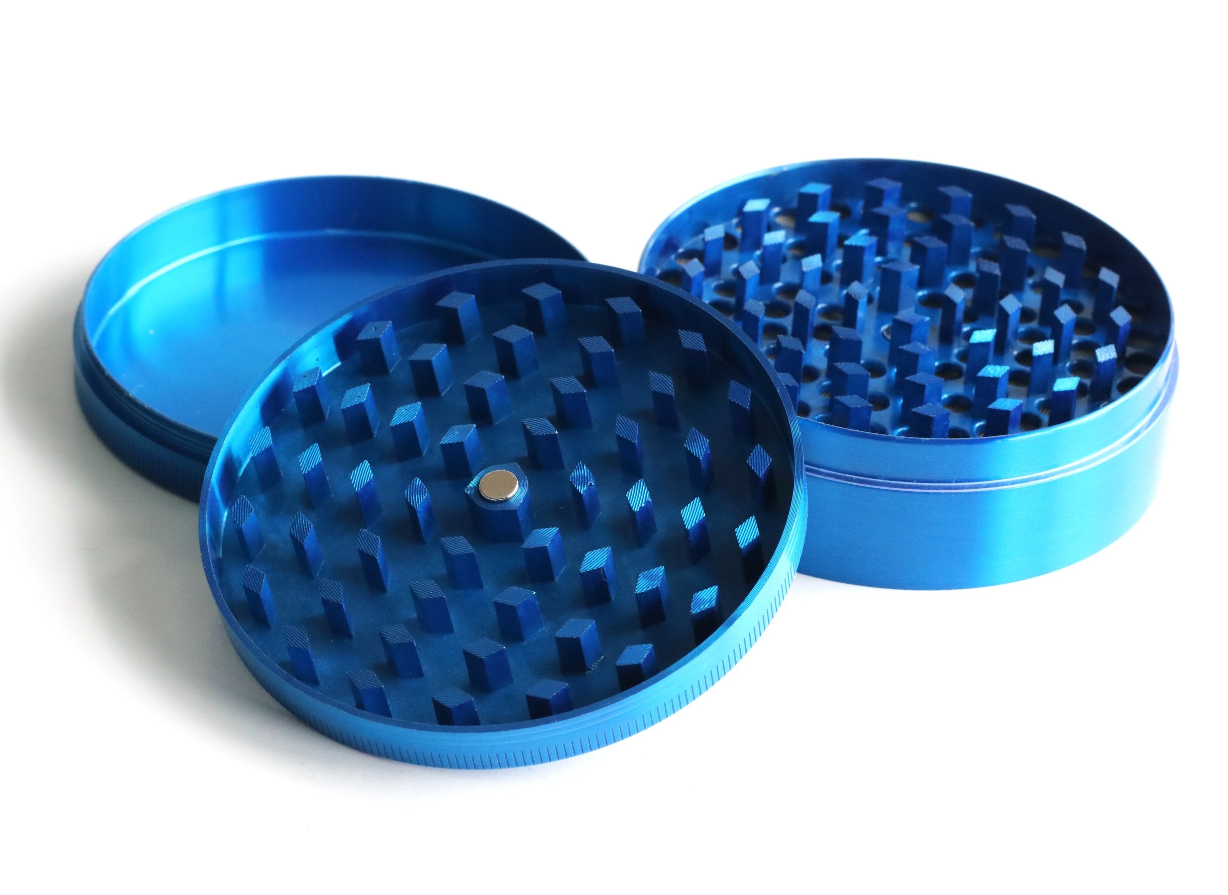3" Professional Grade Herb Grinder- 3pc magnetic lid with screen- Top Quality-Blue - PRO 420 Herb Grinder