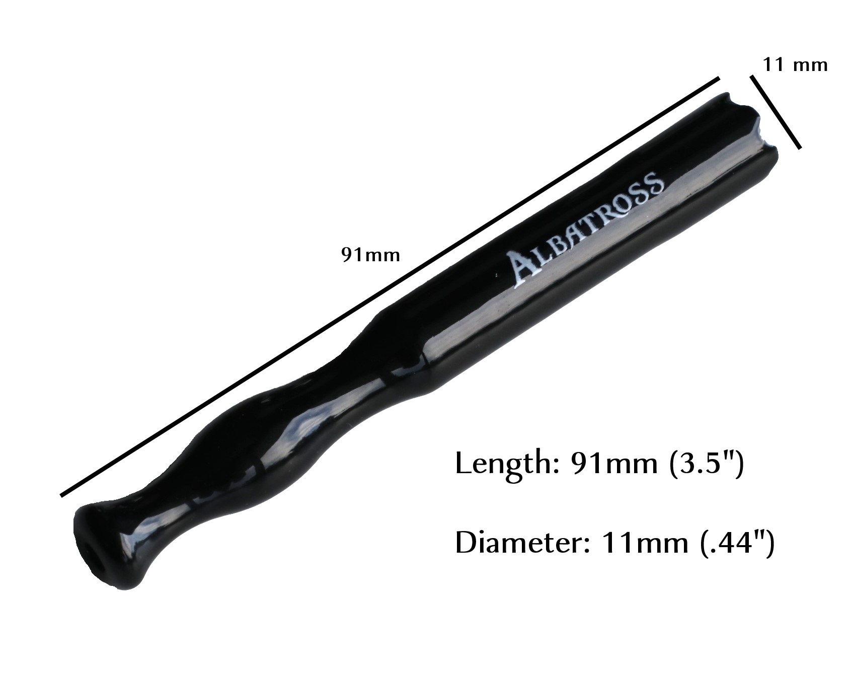 3.5" Black Ceramic Pipe-Albatross-Sturdy Ceramic One Hitter with built in screen - Albatross One Hitter Pipe