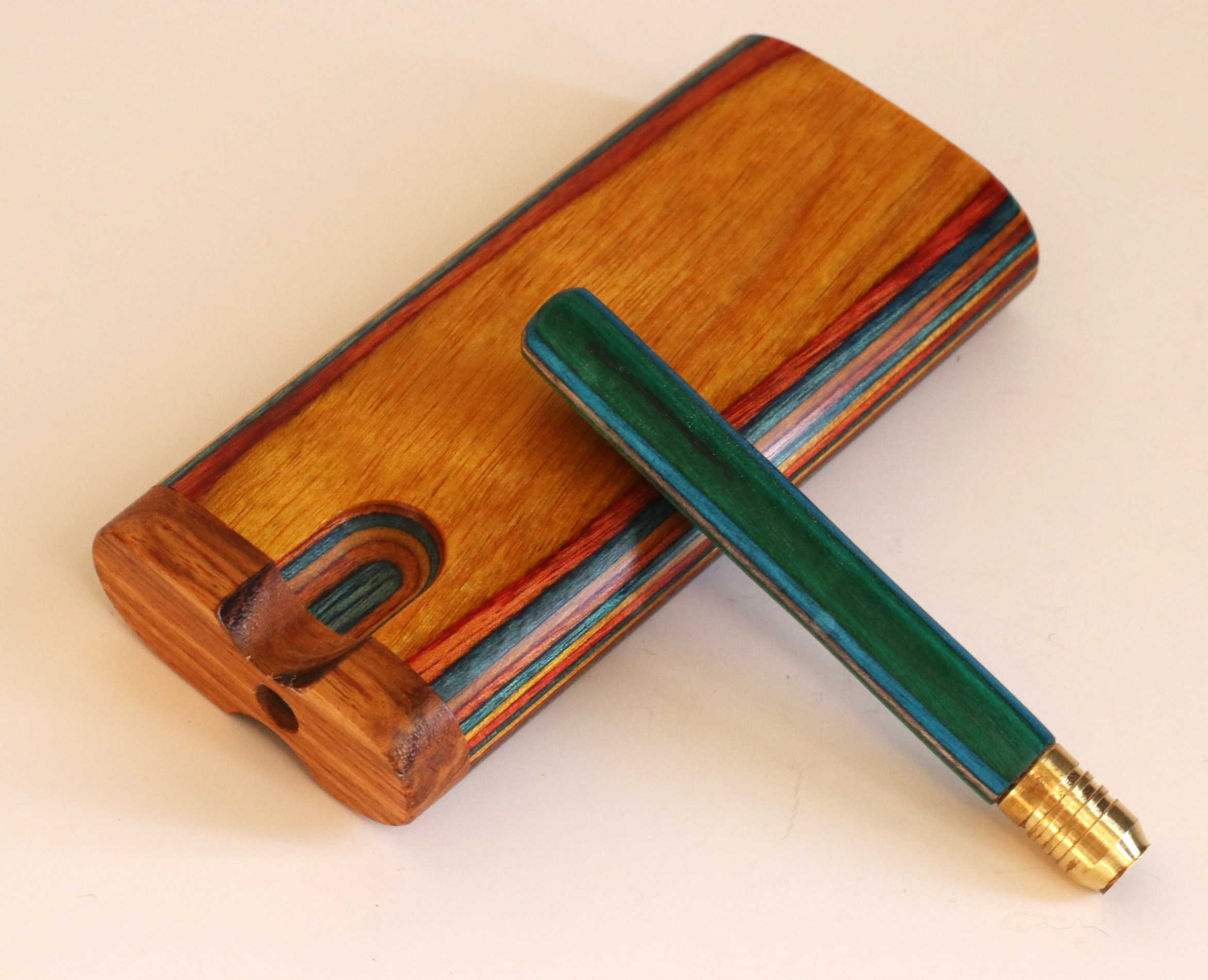 Diamond Wood Swivel Lid Dugout-Classic Smokers Stash Box