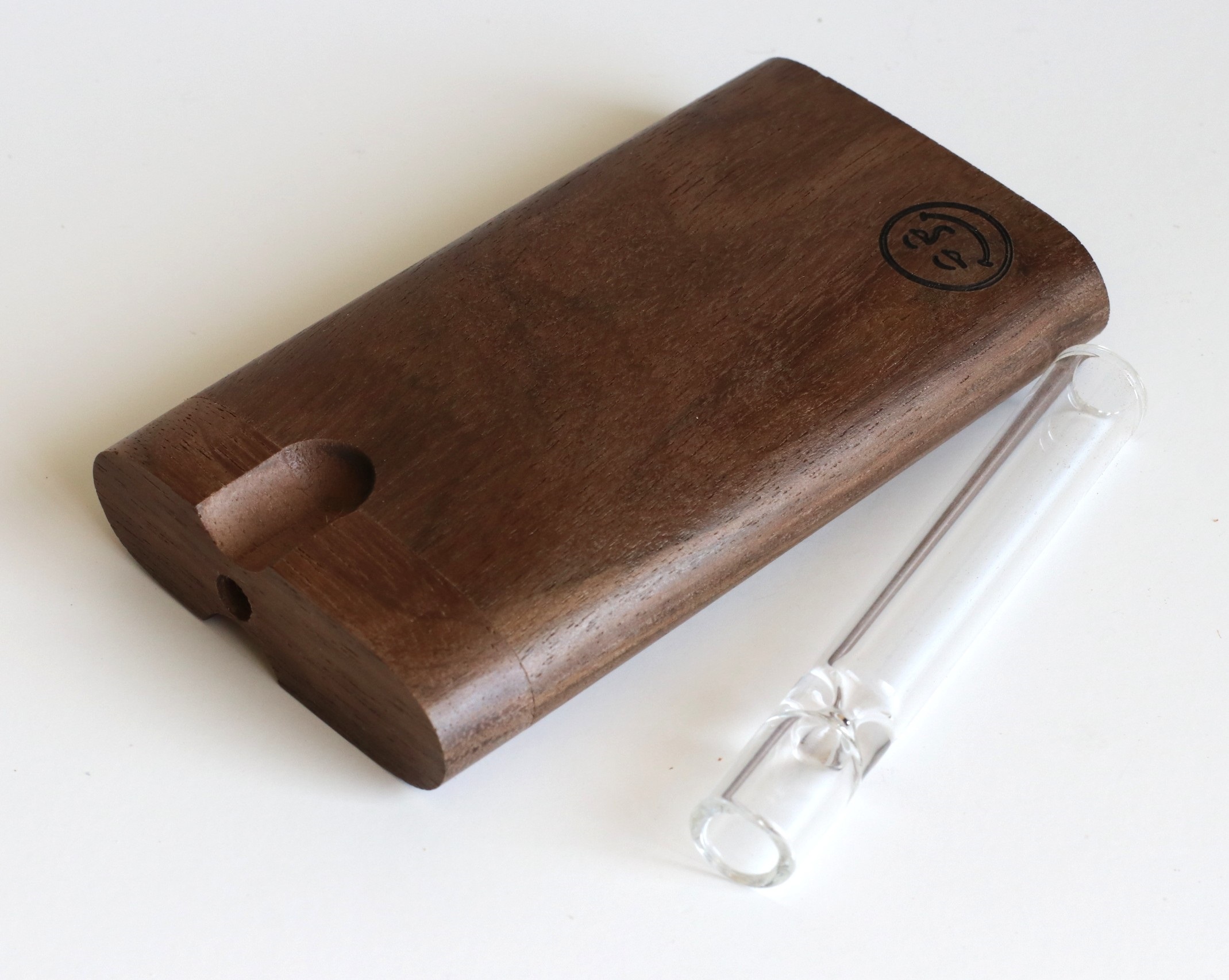 Walnut Wood Big Hitter-Dugout & Glass Pipe-American Crafted Super Size Dugout - Walnut Swivel Lid Dugout