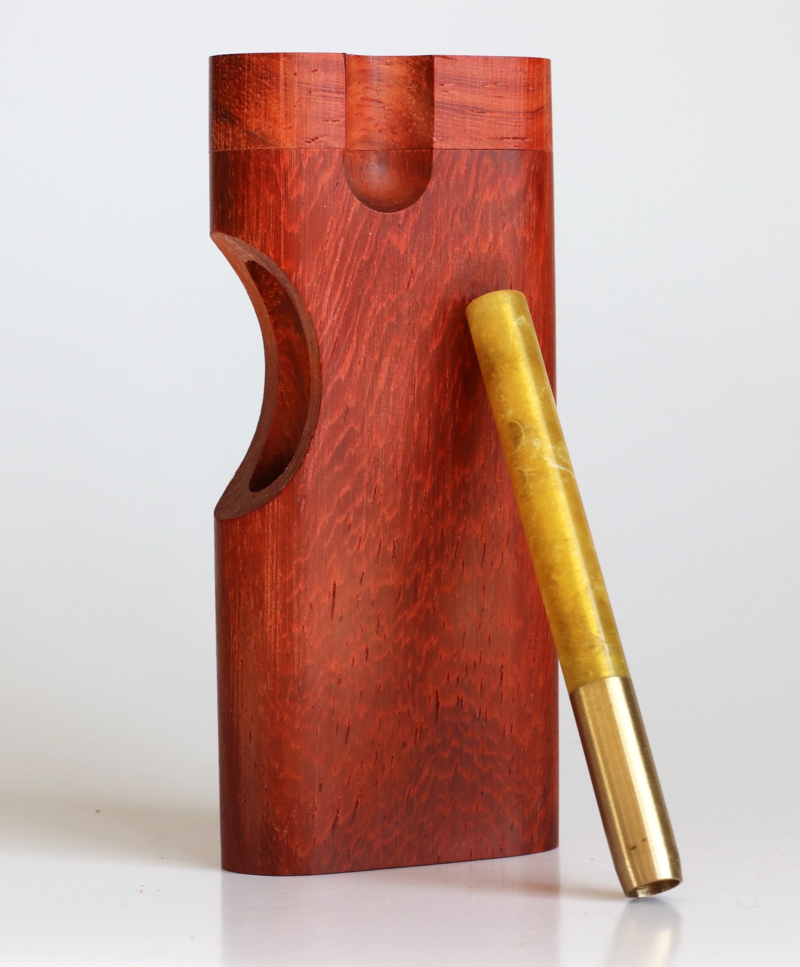 4" Padauk Swivel Lid Dugout & One hitter pipe-American Made by Better Life-Locking Lid - Metal Cigarette Pipes