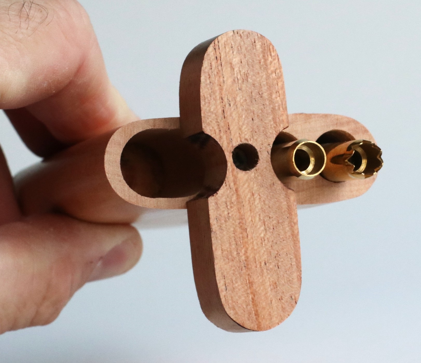 4" Cherry Wood Double Hitter Dugout-2 Pipe Slots-American Crafted Stash Box - Walnut Swivel Lid Dugout-Two Pipe Double Hitter