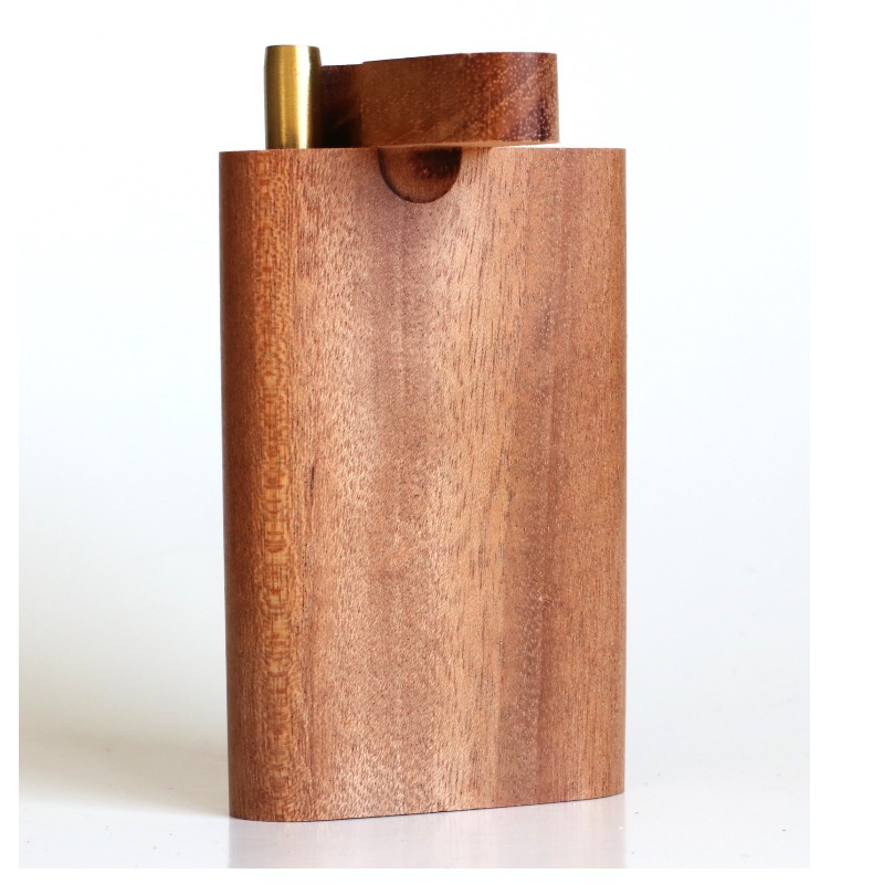 Mahogany Wood Dugout & One Hitter Pipe-American Crafted Stash Box-Extra Storage - Walnut Swivel Lid Dugout by Better Life