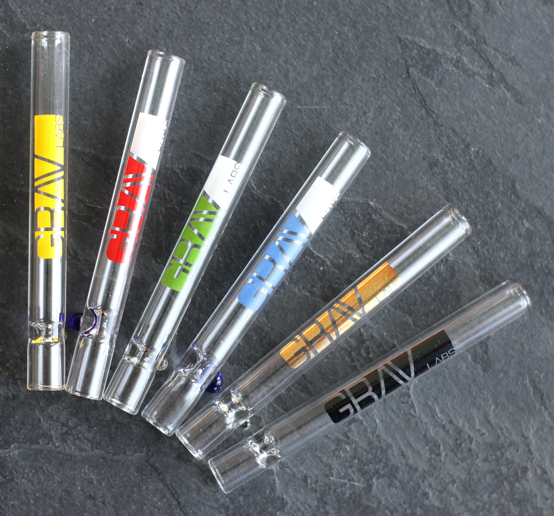 4+" GRAV Glass One Hitters- Multiple colors- Solid Multi Hitter Pipe-Glass Bead Roll Proof Pipe