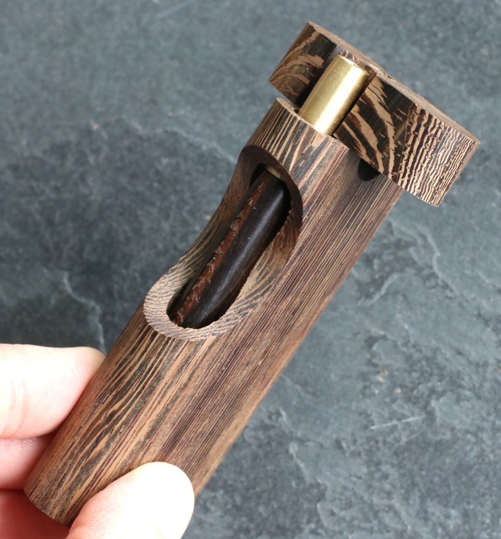 4" Wenge Swivel Lid Dugout & One hitter pipe-American Made by Better Life-Locking Lid