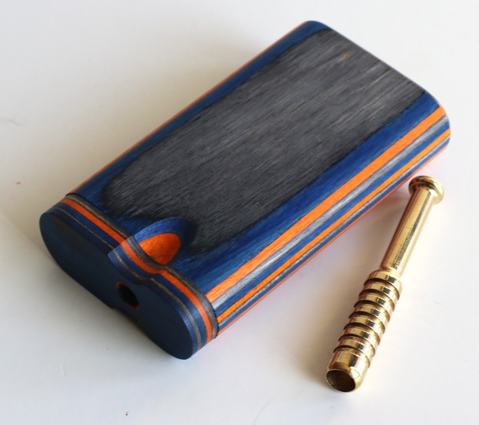 3" Swivel Lid Dugout & One Hitter Pipe-American Crafted Diamond Wood