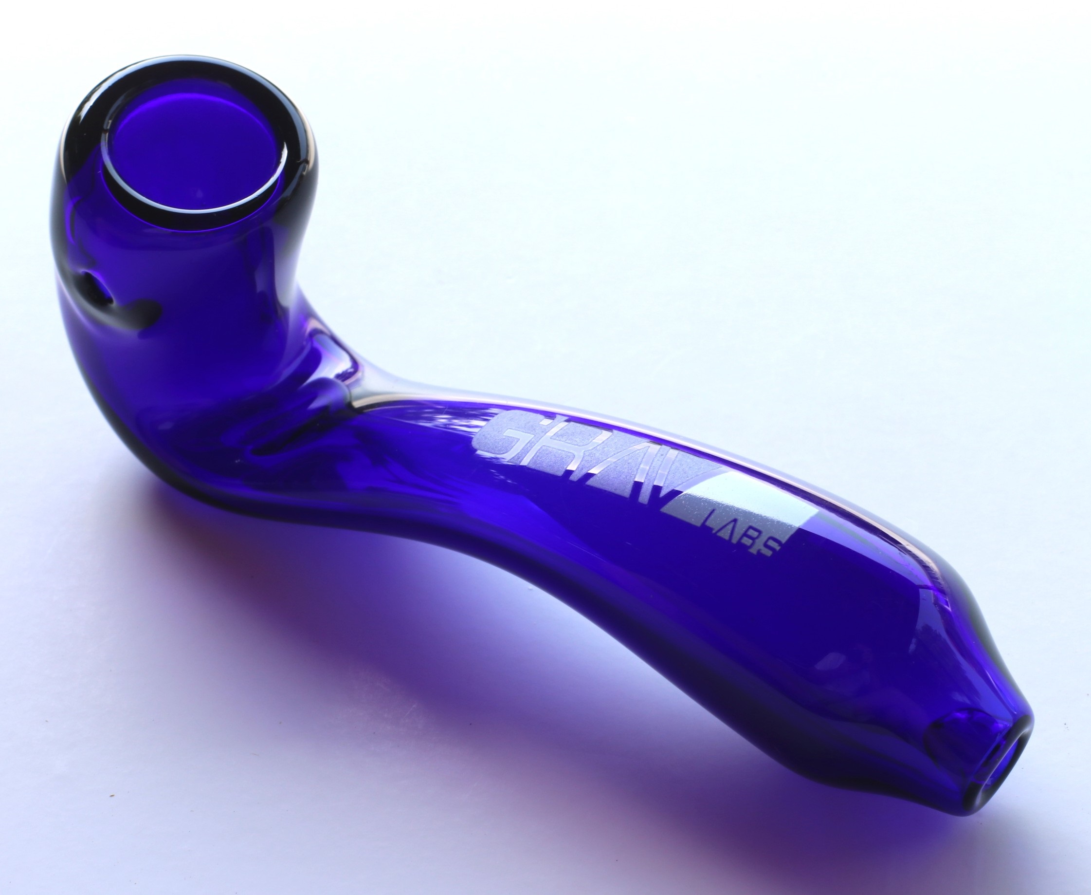 6" Grav Sherlock Glass Pipe-Cobalt Blue-Large Thick Glass Grav Smoking Pipe