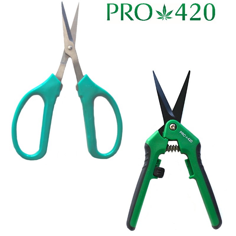 PRO 420 Combo Pack- Silver Classics & Spring Loaded Scissors- Trim-Manicure-Harvest- Trimmer's Choice