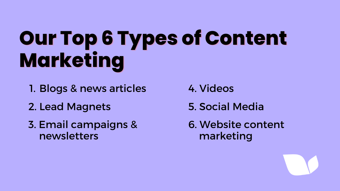 Top 6 Types of Content Marketing