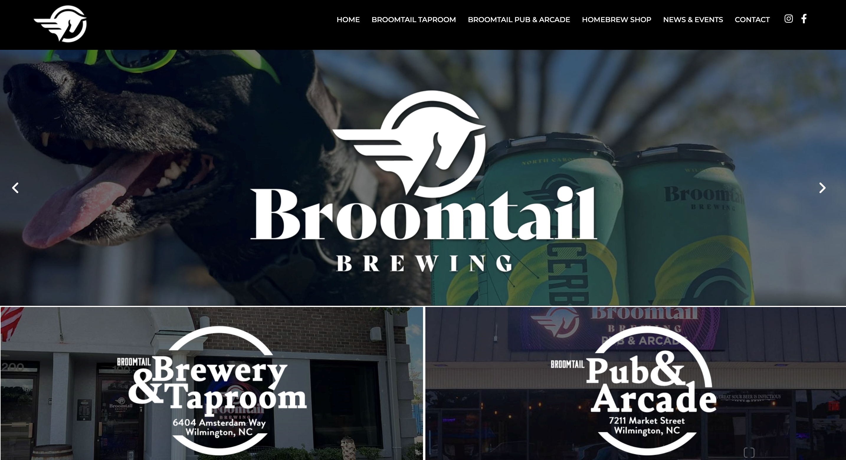 Screenshot of Broomtail Brewing website