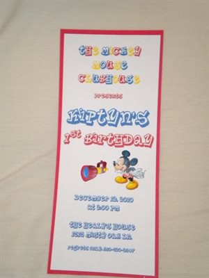 Mickey Mouse 1st Birthday Invitation